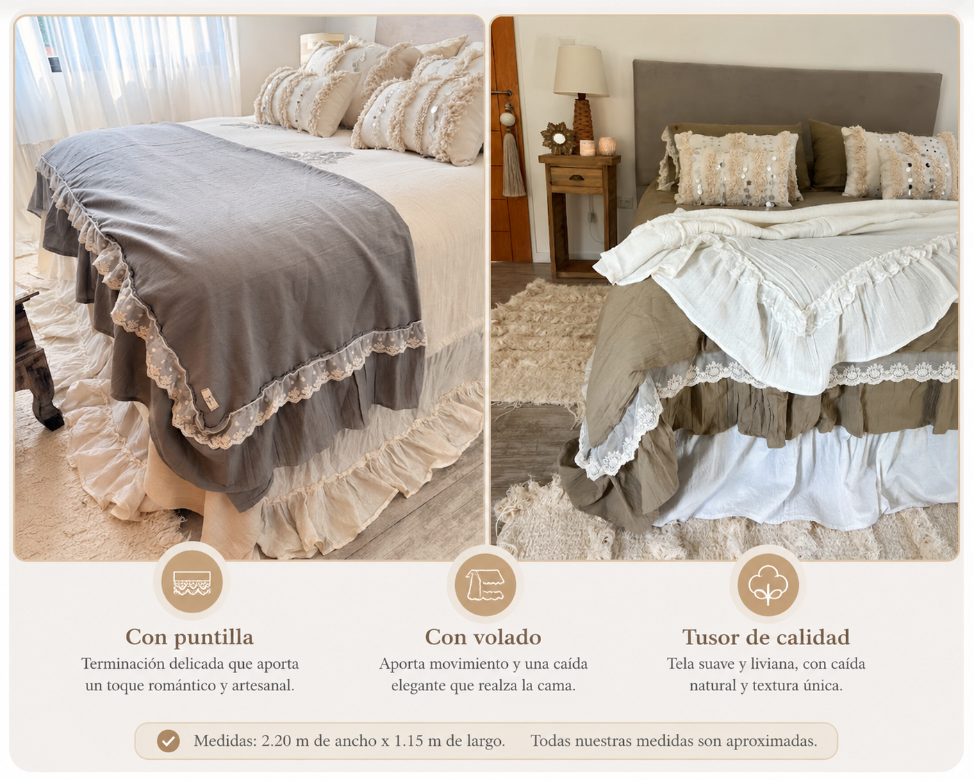 Pie de cama Carola con puntilla y volado